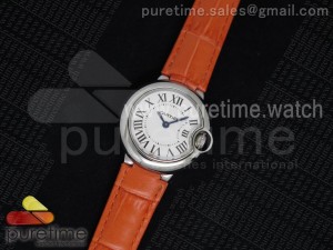 Ballon Bleu Ladies SS White Dial on Orange Croco Leather Strap Ronda Quartz