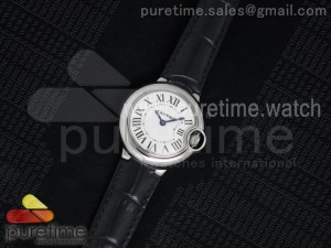 Ballon Bleu Ladies SS White Dial on Black Leather Strap Ronda Quartz