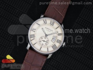 Calibre de Cartier SS Cream Dial on Brown Leather Strap A23J