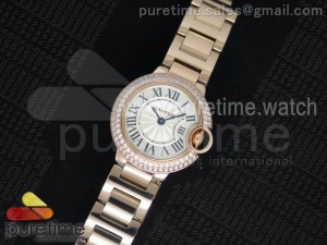 Ballon Bleu 28mm Ladies RG Diamonds Bezel Silver Dial on RG Bracelet Ronda Quartz