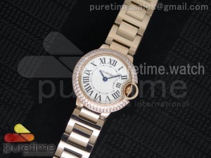 Ballon Bleu 28mm Ladies RG Diamonds Bezel White Dial on RG Bracelet Ronda Quartz