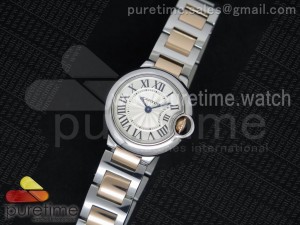 Ballon Bleu 28mm Ladies SS Silver Textured Dial on SS/RG Bracelet Ronda Quartz