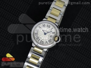 Ballon Bleu 28mm Ladies SS Silver Textured Dial on SS/YG Bracelet Ronda Quartz