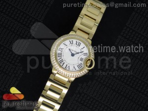 Ballon Bleu 28mm Ladies YG Diamonds Bezel White Dial on YG Bracelet Ronda Quartz