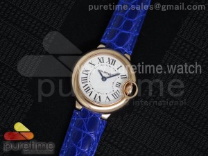 Ballon Bleu 28.5mm Ladies RG White Dial on Blue Leather Strap Ronda Quartz