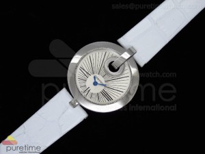 Captive SS Ladies Cream Dial on White Leather Strap Swiss Quartz