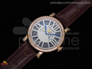 Ronde De Cartier Ladies RG White Dial on Brown Leather Strap ETA2671