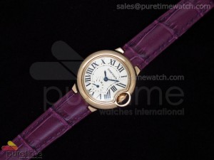 Ballon Bleu Ladies RG White Dial on Purple Leather Strap Swiss Quartz