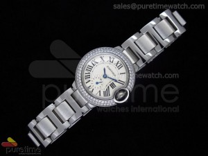 Ballon Bleu Ladies SS White Dial Diamond Bezel on Bracelet Swiss Quartz
