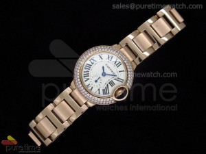 Ballon Bleu Ladies RG White Dial Diamond Bezel on Bracelet Swiss Quartz