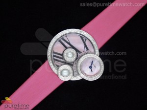 Perles de Cartier SS Pink MOP Dial on Pink Leather Strap Swiss Quartz