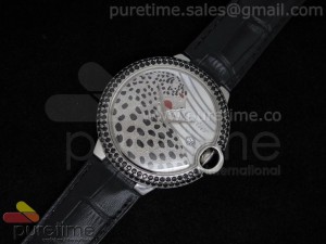 Ballon Bleu Panthere Black Diamond Bezel on Black Leather Strap Swiss ETA2824