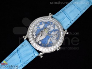 Happy Sports 150th Anniversary Animal World SS Penguin Dial on Blue Leather Strap Swiss Quartz