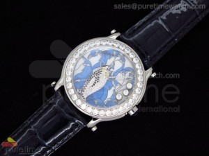 Happy Sports 150th Anniversary Animal World SS Penguin Dial on Black Leather Strap Swiss Quartz