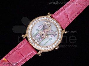 Happy Sports 150th Anniversary Animal World RG Koi Dial on Pink Leather Strap Swiss Quartz