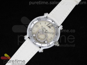 Happy Heart Ceramic White Dial on White Rubber Strap Swiss Ronda Quartz