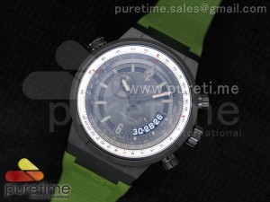 F-80 Chrono PVD Black Dial White Inner Bezel on Green Rubber Strap Swiss Quartz