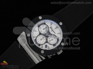 Gaucino Men Chrono SS Rubberclad White Dial Rubber Strap