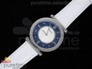 Vega 38mm SS White/Black Dial on White Leather Strap Swiss Quartz