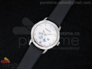 Butterfly 31.5mm SS White Dial on Black Fabric Strap Ronda Quartz