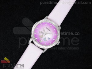 Butterfly 31.5mm SS Purple Dial on Pink Fabric Strap Ronda Quartz