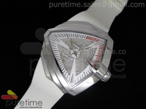 Ventura XXL Auto White Dial SS A2824 on White Rubber Strap