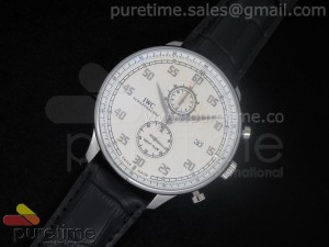 Portuguese Yacht Club SS White Dial SS Markers on Black Leather Strap Jap Quartz