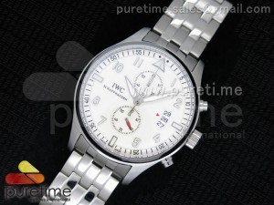 Pilot Chrono 45mm SS White Dial on SS Bracelet Jap Quartz