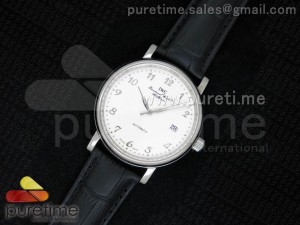 Portofino Automatic SS White Dial on Black Leather Strap A2824