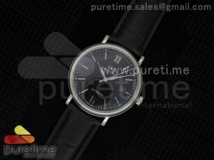 Portofino SS Black Dial on Black Leather Strap MIYOTA 9015