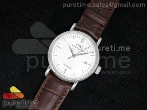 Portofino Automatic SS White Dial on Brown Leather Strap A2824