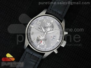 Pilot Chrono SS 3878 Silver Dial on Black Leather Strap A7750