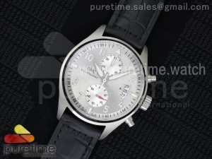 Pilot Chrono SS 3878 Gray Dial White Sub Dials on Black Leather Strap A7750 V2