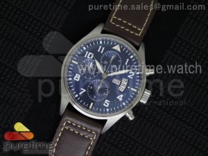 Pilot Chrono SS IW377706 "Le Petit Prince" Blue Dial on Brown Leather Strap ETA7750