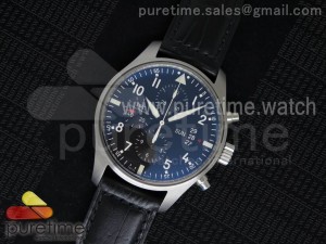 Pilot Chrono 3777 43mm V6 Maker 1:1 Best Edition Black Dial on Black Leather Strap A7750 V2