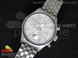 Pilot Chrono SS IW3878 Lite Silver Dial on SS Bracelet A7750