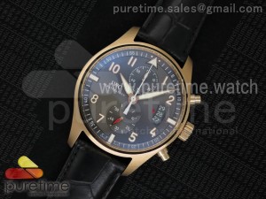 Pilot Chrono RG IW3878 Lite Gray Dial on Black Leather Strap A7750