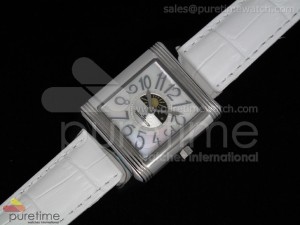 Reverso Squadra Lady SS White Dial on White Leather Strap Jap Quartz