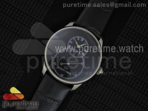 Grande Seconde Enamel SS Black Dial on Black Leather Strap A23J