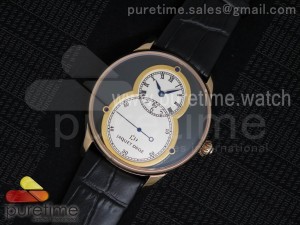 Grande Seconde Enamel RG Black/White Dial on Black Leather Strap A23J