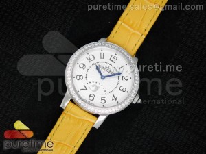 Rendez-Vous SS White Textured Dial on Yellow Leather Strap Ronda Quartz