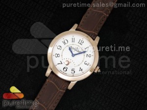 Rendez-Vous RG White Textured Dial on Brown Leather Strap Ronda Quartz