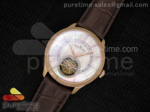 Master Tourbillon RG White MOP Dial on Brown Leather Strap