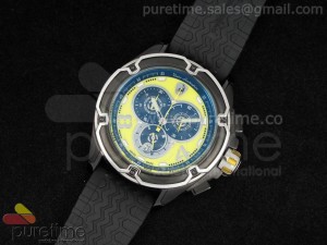 Mesh Chrono PVD Yellow Dial on Black Rubber Strap Jap Quartz