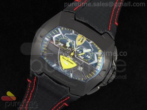 GT1 PVD Black Dial/Yellow on Black Leather Strap Jap Quartz