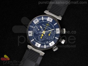 Tambour in Black Chronograph PVD Black Dial on Black Rubber Strap A7750