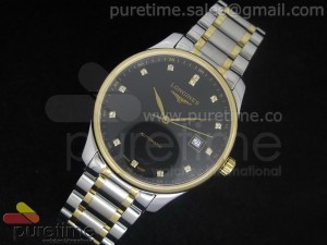 Master Automatic SS/YG Black Dial Diamond Markers on Bracelet A2824