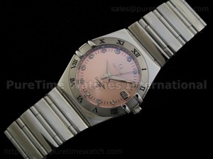 Constellation Mens SS Quartz Pink Dial Roman Bezel