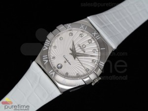 Constellation Quartz 35mm SS White on White Leather Strap