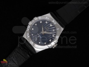 Constellation Quartz 35mm SS Blue on Black Leather Strap